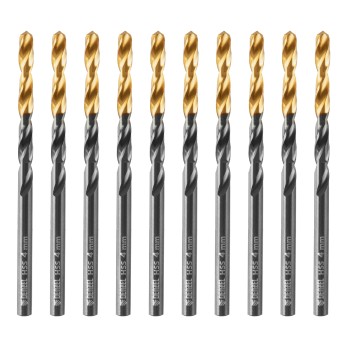 Сверло по металлу, 4 мм, HSS-Tin, Golden Tip, 10 шт. Denzel