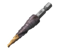 Сверло ступенчатое 4-5-6-7-8-9-10-11-12 мм, Р6М5К5, 6-гр. хвостовик Denzel