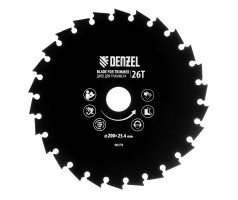 Диск для триммера c долотообразной формой зуба, 200 х 25,4 26 зубов Denzel