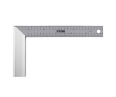 Угольник стальной 300 мм, нержавеющая сталь, градуировка, алюминиевое основание Denzel