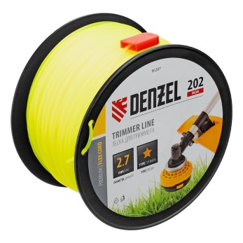 Леска для триммера звезда, 2,7мм х 202м, на DIN катушке FLEX CORD Denzel