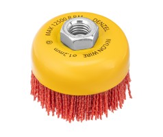 Щетка для УШМ, 75 мм, Чашка, нейлоновая щетина, М14 Denzel