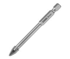 Сверло по керамической плитке 8 мм, крестовая пластина, шестигранный хвостовик// Denzel