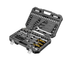 Набор инструментов, 1/2", 1/4", CrV, S2, пластиковый кейс, 82 предмета Denzel