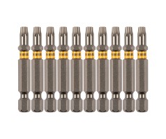 Бита TX 25х50, сталь S2, шестигранный профиль, 10 шт. Е 6,3 Denzel