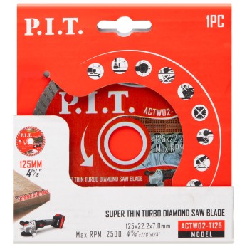 Диск алмазный отрезной Turbo (сверхтонкий) P.I.T. 125x22,2x1,4 мм(ACTW02-T125), шт