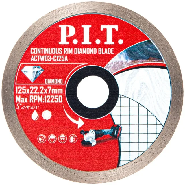 Диск алмазный отрезной (сплошной) P.I.T. 125x22,2x1,4 мм(ACTW03-C125A), шт
