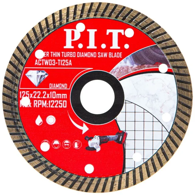 Диск алмазный отрезной Turbo (сверхтонкий) P.I.T. 125x22,2x1,4 мм(ACTW03-T125A), шт