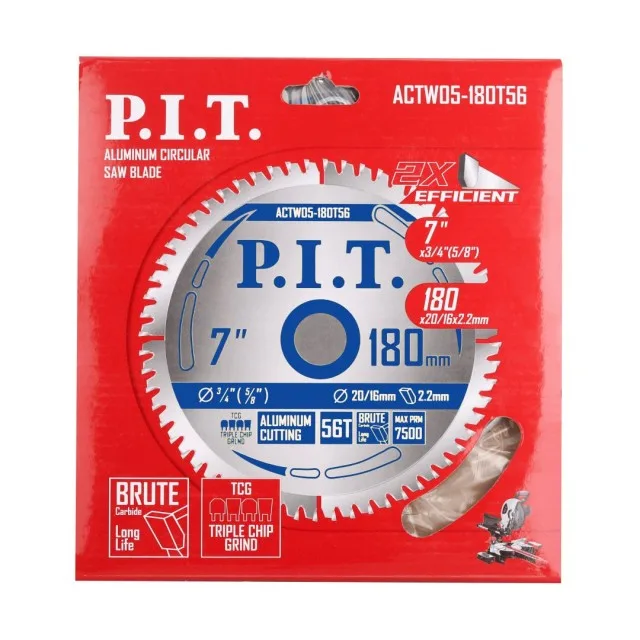 Диск пильный по алюминию P.I.T. 180x20/16x1,6 мм 56T(ACTW05-180T56), шт