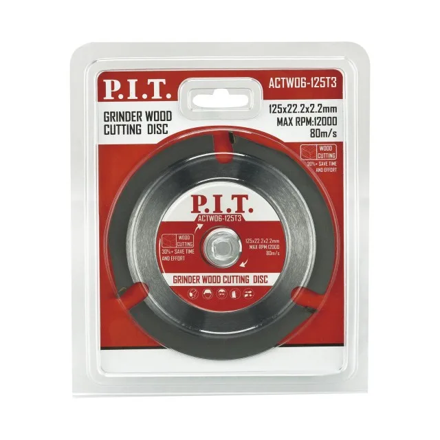 Диск пильный по дереву для УШМ P.I.T. 125x22,2x2,2 мм 3T(ACTW06-125T3), шт
