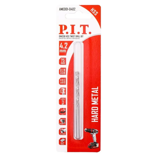 Сверло по металлу P.I.T.  4,2x75мм(AMED01-0402), шт