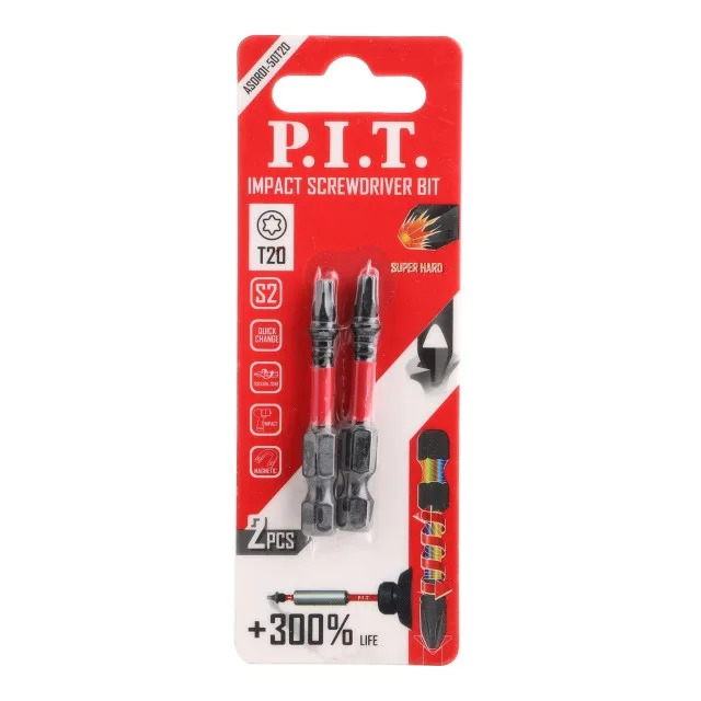 Биты ударные P.I.T. T20x50 мм 2 шт в уп.(ASDR01-50T20), шт