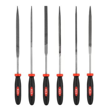 Набор надфилей с двухкомпонентной рукояткой P.I.T. (№3, 6шт, 200/100 мм, 2-я насечка), шт