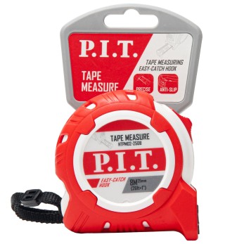 Рулетка с фиксатором P.I.T. 8 м x 25 мм, ABS+TPR(HTPM02-2508), шт
